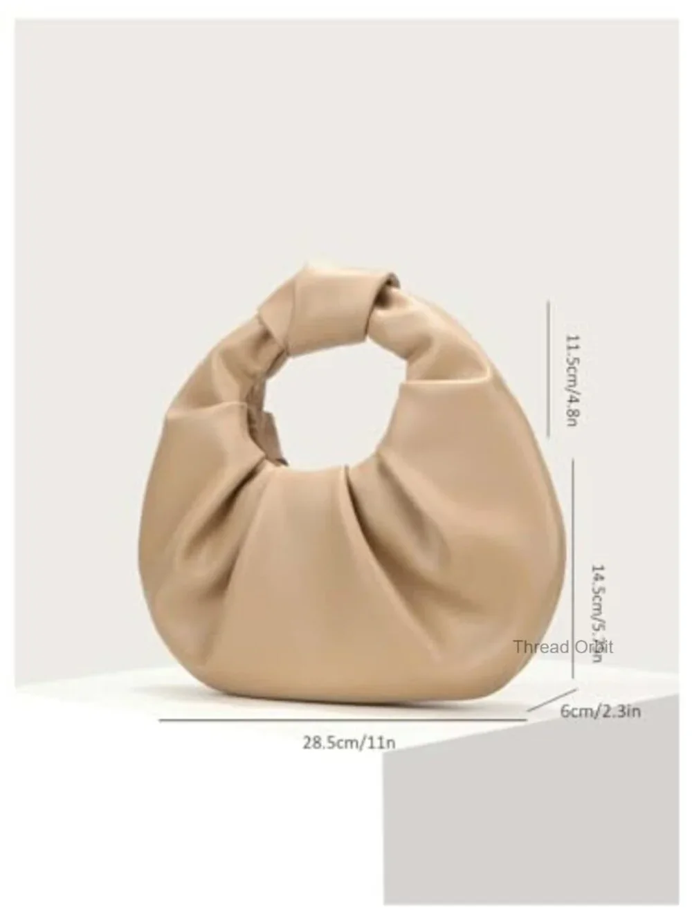 PU Leather Ruched Hobo Shoulder Bag Clutch Evening Purse